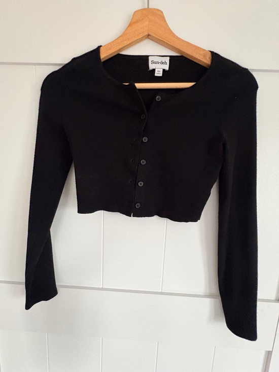 Sunday Best Tops - Sunday Best Black Cropped Button-Up Top
